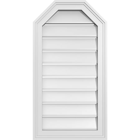 Ekena Millwork Octagonal Top Surface Mount PVC Gable Vent w/ 2"W x 1-1/2"P Brickmould Frame, 16"W x 30"H GVPOT16X3002SF